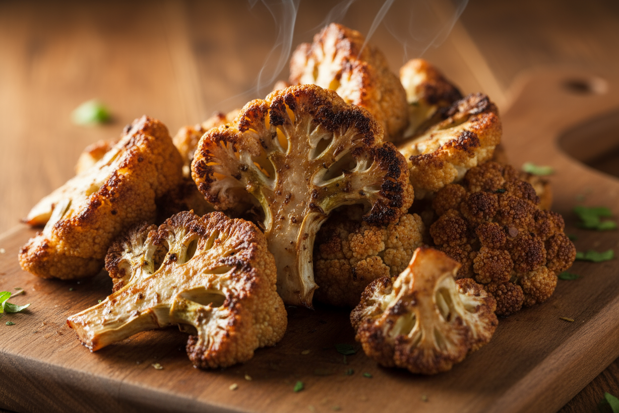 Fire roasted cauliflower florets